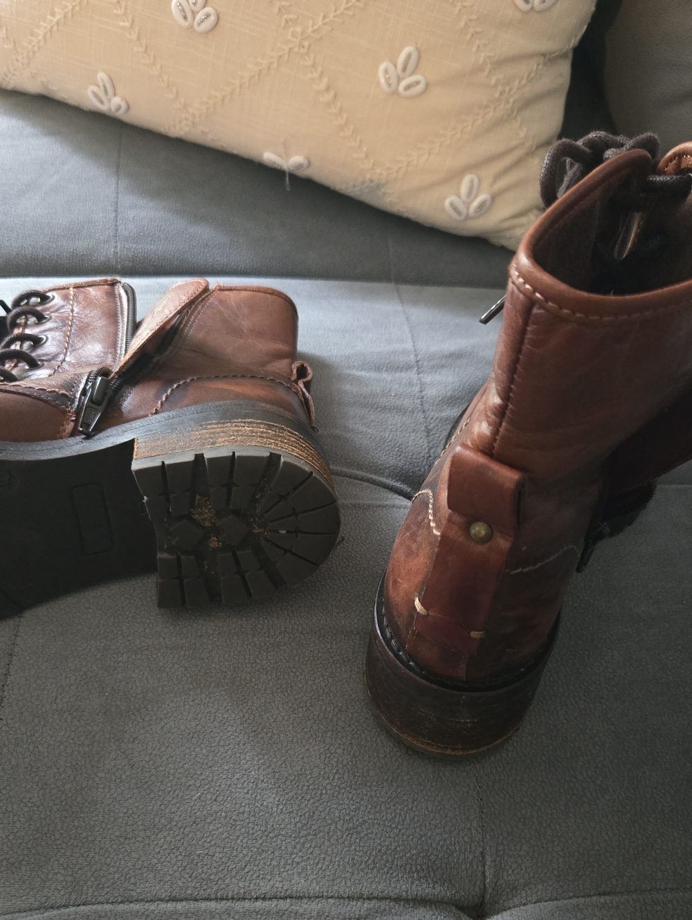 Miz Mooz Brown Leather Combat Moto Boots